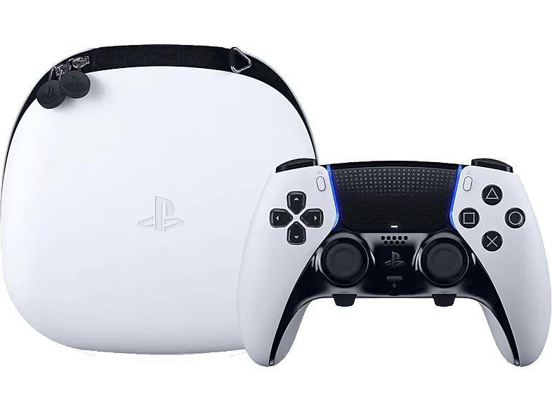 Mando PS5 - Sony DualSense Edge V2, Para PlayStation 5 y PC, Bluetooth, Retroalimentación háptica, Con estuche de viaje, Blanco