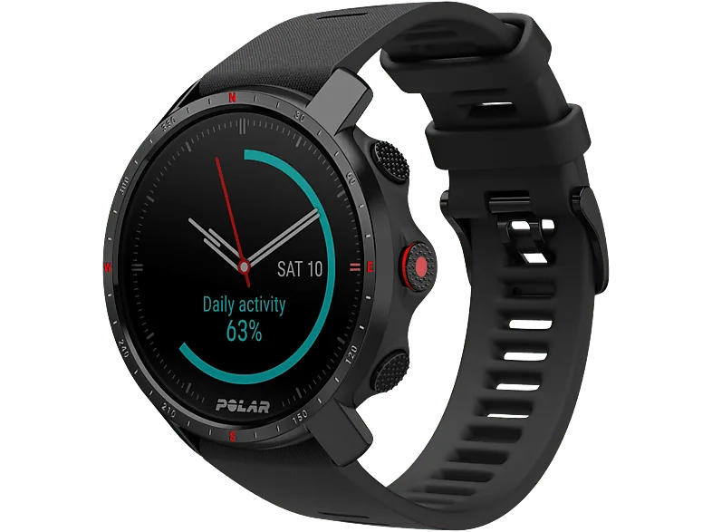 Reloj deportivo - Polar Grit X Pro, Negro, 22 mm, 1.2", BT, Resistencia al agua WR100, GPS, 100 h