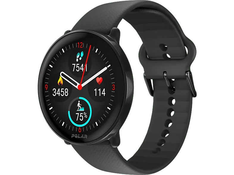 Reloj deportivo - Polar Ignite 3, 22 mm, 1.2", AMOLED, Talla S-L, Cristal curvo, GPS dual, Autonomía 5 días, Night Black