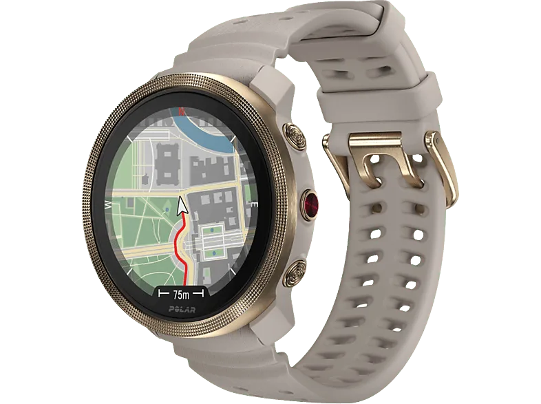 Reloj deportivo - Polar Vantage M3, 130 – 190 mm, 1.28", Autonomía de 7 días, Greige/Gold