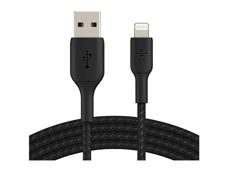 Cable USB - Belkin BoostCharge Pro trenzado Lightning a USB-A, 1 m, Universal, Negro