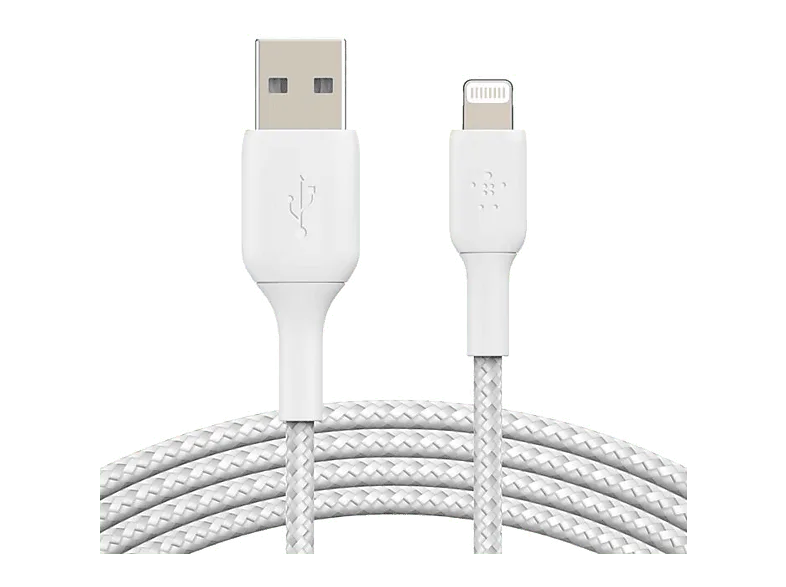Cable USB - Belkin BoostCharge Pro trenzado Lightning a USB-A, 1 m, Universal, Blanco