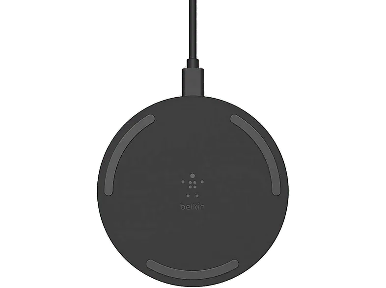 Cargador móvil inalámbrico - Belkin Wireless Charging Pad, Para móviles compatibles con carga Qi, Carga rápida, Negro