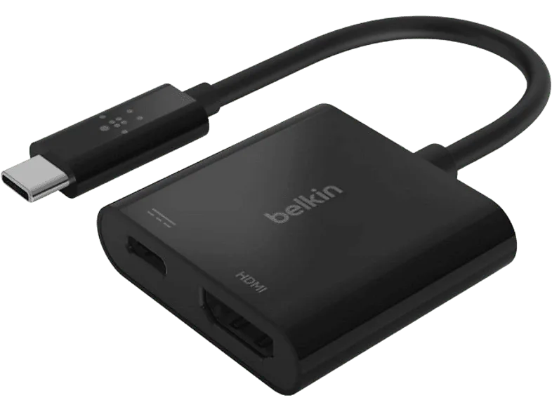 Cable adaptador - Belkin AVC002BTBK, Cargador, De USB-C a HDMI, Compatible con Apple, Negro