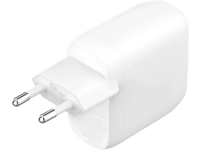 Cargador móvil - Belkin BoostCharge, 60 W, 2 puertos, USB-C, Carga rápida, Universal, Blanco