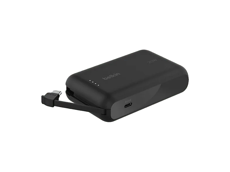Powerbank - Belkin BPB021hqBK, 10000 mAh, 1x USB-C, Cable Integrado, Carga Rápida, 20W, Negro (imagen 1 de 3)