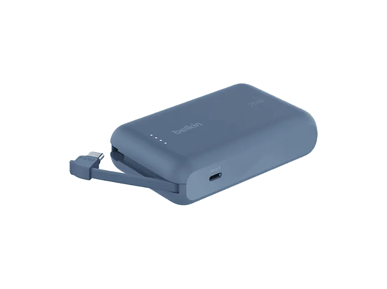 Powerbank - Belkin BPB021hqBL, 10000 mAh, 1x USB-C, Cable Integrado, Carga Rápida, 20W, Azul (imagen 1 de 3)