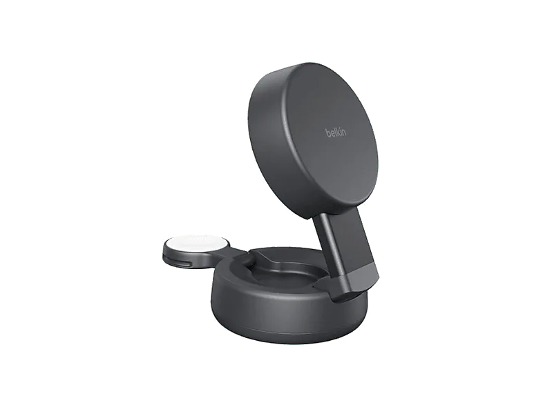 Cargador móvil inalámbrico - Belkin WIZ043kqCH, Compatible con Qi2 o MagSafe, 25 W, En vertical apaisado, 2 en 1, Negro
