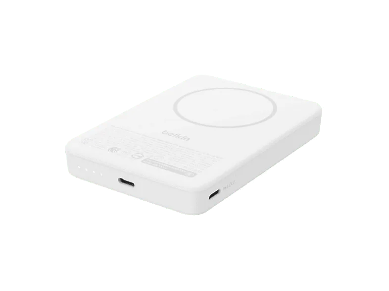 Powerbank - Belkin BPD016hqWH, 10000 mAh, 2x USB-C, Carga inalámbrica Qi2, Blanco (imagen 1 de 3)