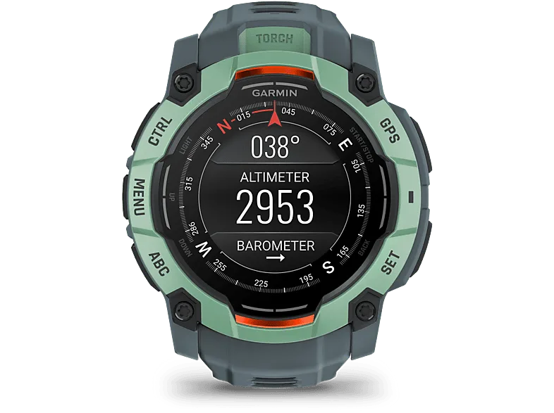 Reloj deportivo - Garmin Instinct 3, Verde, 50mm, 1.3", AMOLED, Silicona, 10 ATM, Connect™, BT®, ANT+®