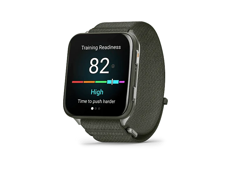Reloj deportivo - Garmin Venu X1, Verde, 24mm, 2" AMOLED, Hasta 14 días de Autonomía, Caja Titanio, Correa Nailon ComfortFit