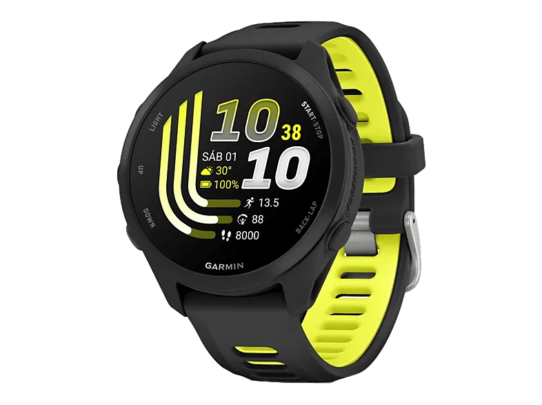 Reloj deportivo - Garmin Forerunner 170, Negro, 20 mm, Pantalla Táctil AMOLED de 1.2", Hasta 10 días Autonomía, 5 ATM