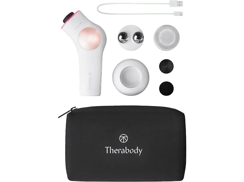 Masajeador facial - Therabody TheraFace PRO, Para Cara, Terapia de luz LED, Microcorriente, Limpieza Profunda, Blanco