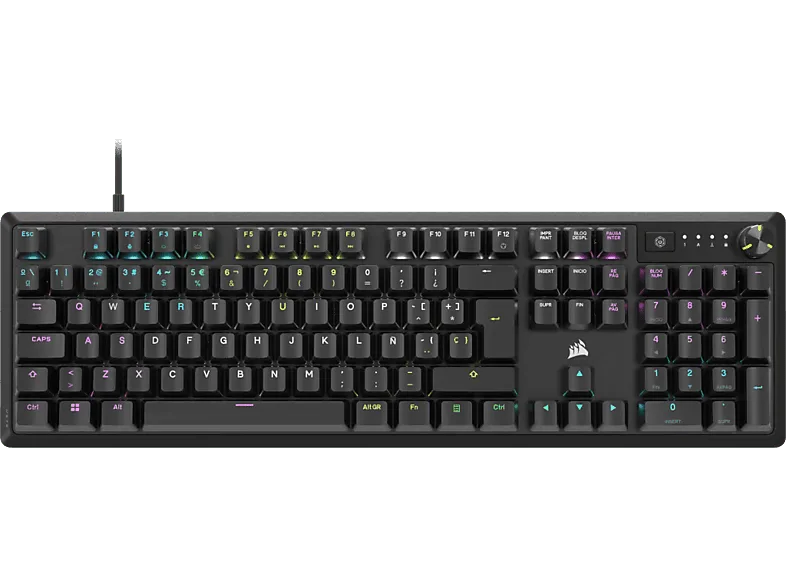 Teclado gaming - Corsair K70 CORE, Retroiluminación RGB, Teclas ABS, Mando multifunción, Negro (imagen 1 de 2)