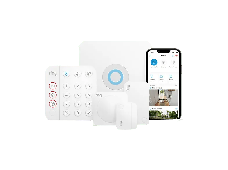 Alarma - Amazon Ring Alarm 5, Modos de Seguridad Personalizables, Detección inteligente mascotas, Vídeo en HD, Blanco
