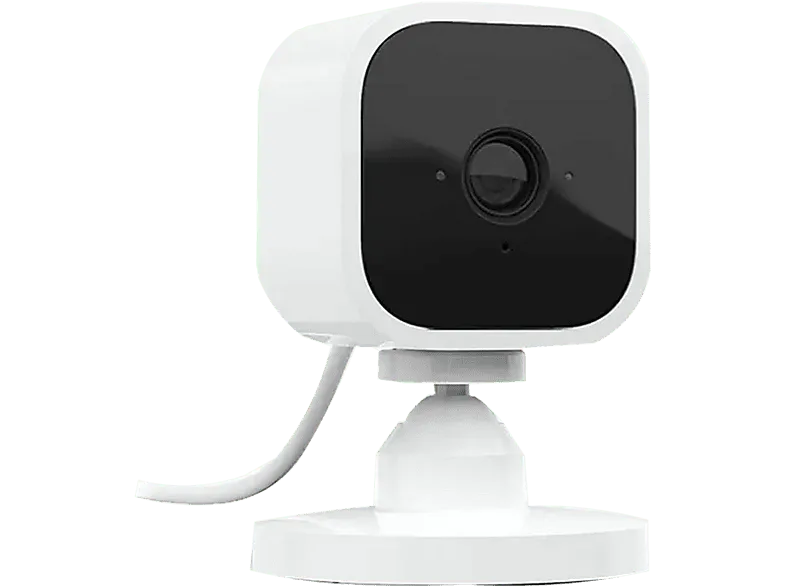 Cámara de seguridad - Amazon Blink Mini, 1080p, Detección movimiento, Visión nocturna,Talkback,Alexa,Blanco
