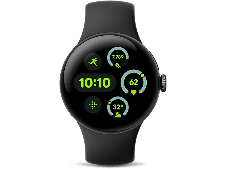 Smartwatch - Google Pixel Watch 3, AMOLED, 45 mm, S-L, Aluminio 100% reciclado, Obsidiana