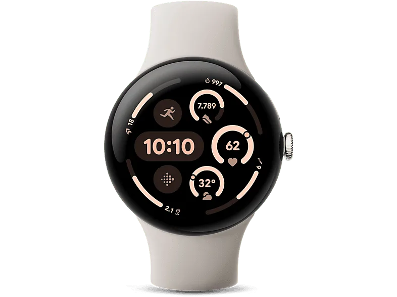 Smartwatch - Google Pixel Watch 3, AMOLED, 45 mm, S-L, Aluminio 100% reciclado, Porcelana – Porcelana