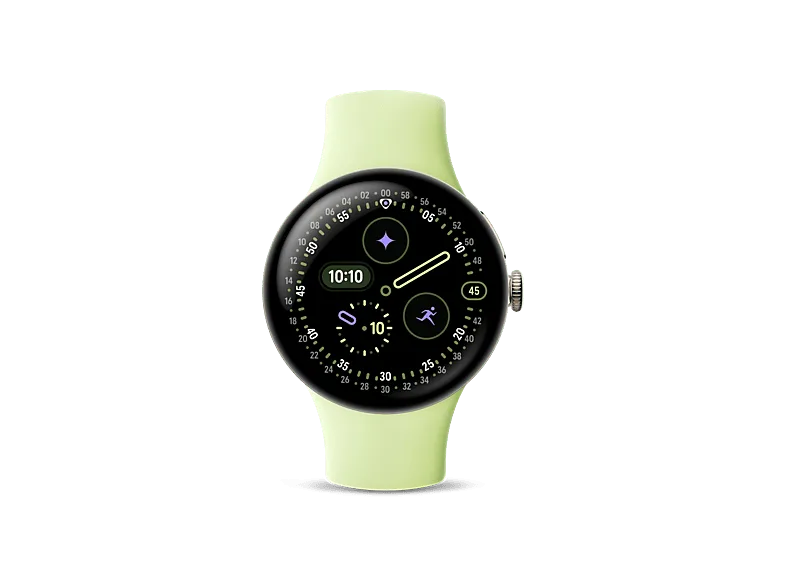 Smartwatch - Google Pixel Watch 4, AMOLED, 41 mm, Correa S-L, Aluminio 100% reciclado, Con Gemini, Oro/Verde lima