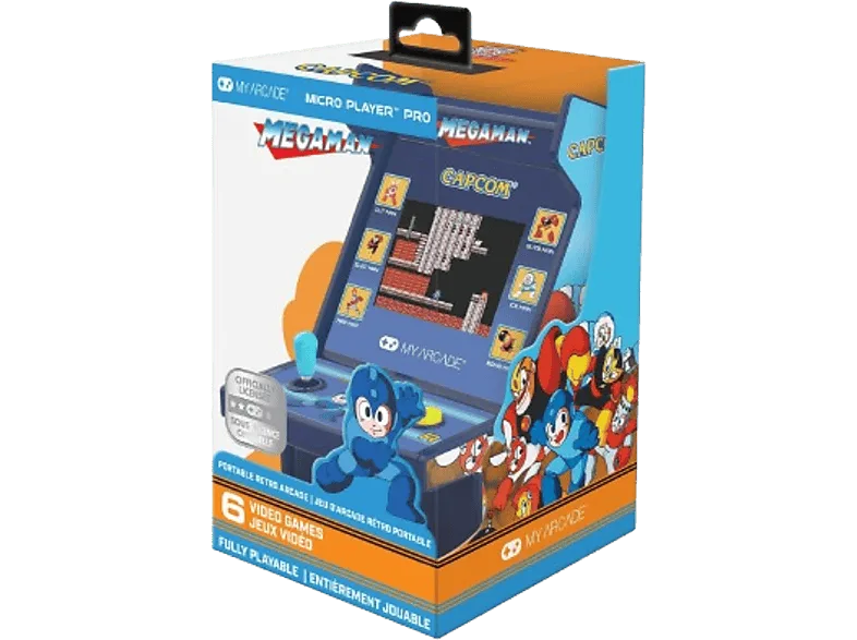 Consola retro - My Arcade Micro Player Megaman, Pantalla color 2.75", Altavoz incorporado, Azul