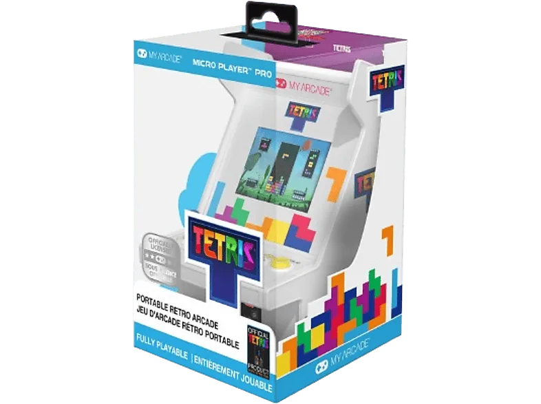 Consola retro - My Arcade Micro Player Tetris, Pantalla color 2.75", Altavoz incorporado, Blanco