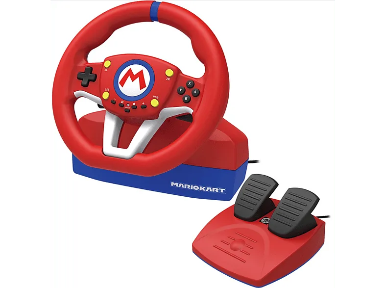 Volante Nintendo Switch - Hori Mario Kart Racing, Para 1 y 2, Pedales, USB, LED, Rojo