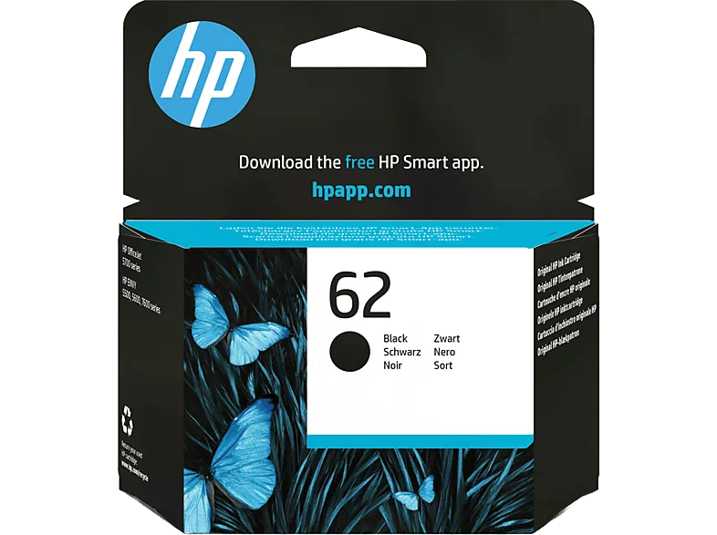 Cartucho de tinta - HP 62, Negro, C2P04AE