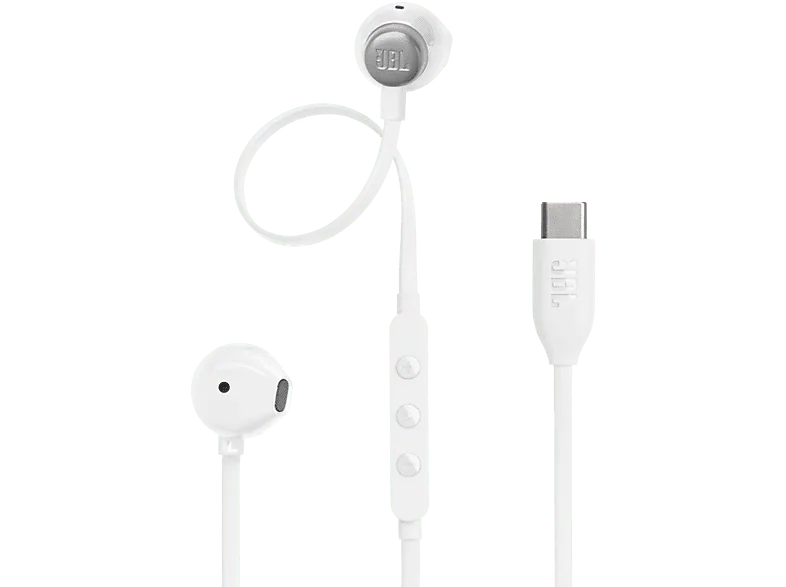 Auriculares de botón - JBL Tune 305C, Intraurales, Bluetooth, Con cable, Micrófono, White