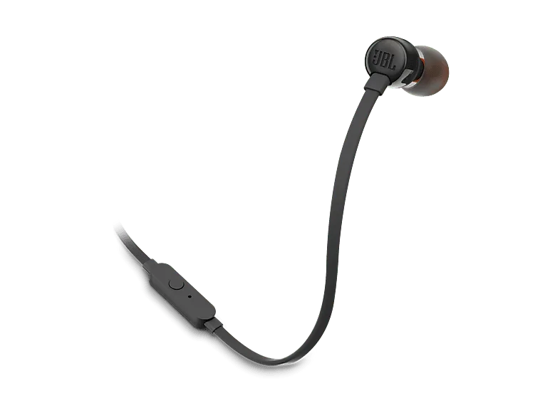 Auriculares de botón - JBL Tune 110, Intraurales, Micrófono, Cable Plano Anti-enredos, Negro – Negro