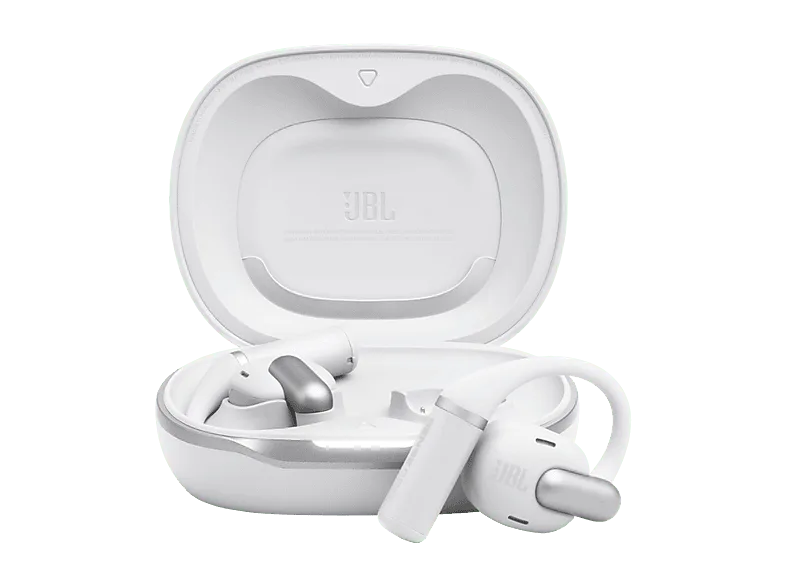 Auriculares conducción de aire - JBL Sense Pro, 38h Autonomía, Open-ear, Gancho Ajustable, 4 Micrófonos, Blanco