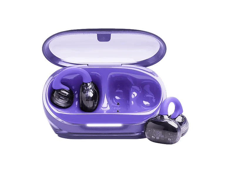 Auriculares True Wireless - JBL Soundgear Clips, 32h Autonomía, 4 Micrófonos, IP54, Conexión Multipunto y Emparejamiento Rápido, Morado