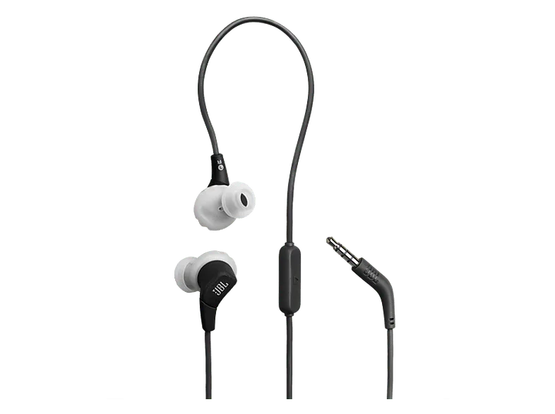 Auriculares deportivos - JBL Endurance Run 3, Resistente al agua IP65, Cable, Intraurales, Negro/Gris