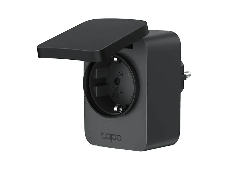 Enchufe inteligente - TP-Link Tapo P410M, iOS y Android, Wifi, Control por Voz, Protección IP54, Negro