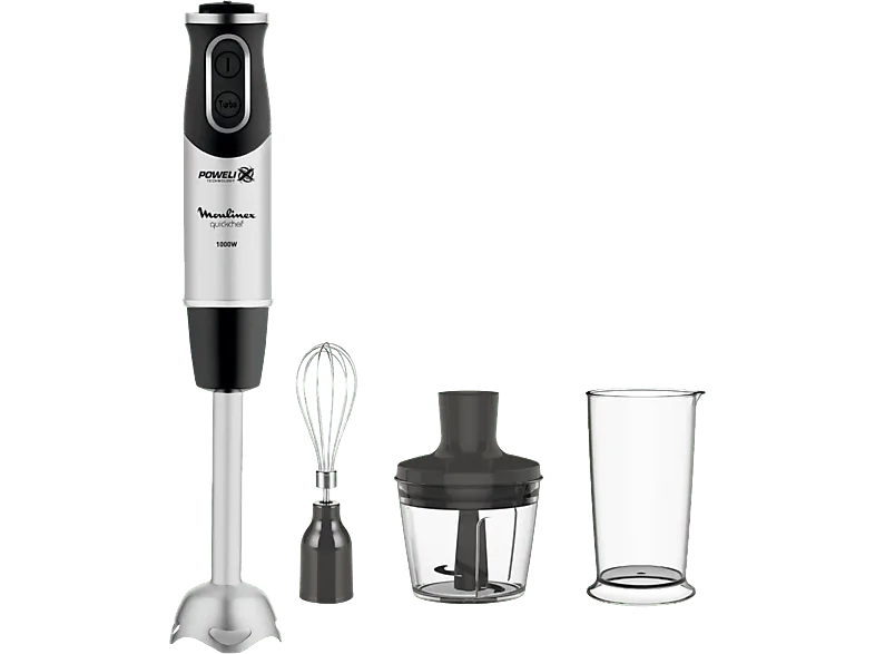 Batidora de mano - Moulinex DD6558 QuickChef, 3 en 1, 1000W, Tecnología Powelix, 10 Velocidades, Función Turbo, Accesorios Incluidos, Acero Inoxidable (imagen 1 de 3)