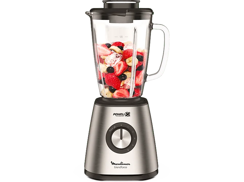 Batidora de vaso - Moulinex BlendForce Metal LM439D, 800 W, 1.75 L, 6 Cuchillas, 5 velocidades, Tecnol. Powelix, Vidrio Termorresistente, Acero Inox. (imagen 1 de 3)