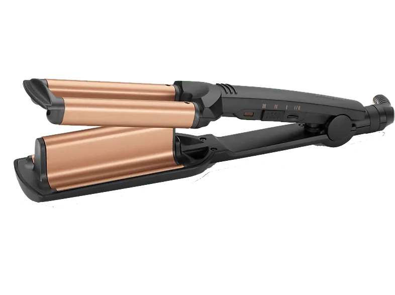 Plancha de pelo - Babyliss W2447E, 3 Ajustes, Advanced Ceramics, Triple tenacilla, Negro