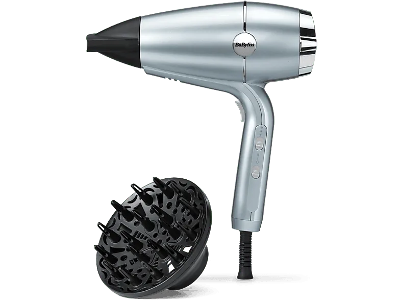 Secador - Babyliss Hydro Fusion 2100 W, Sistema iónico dual, Hidratación y brillo, 3 temperaturas, 2 velocidades, Difusor, D773DE, Azul (imagen 1 de 3)