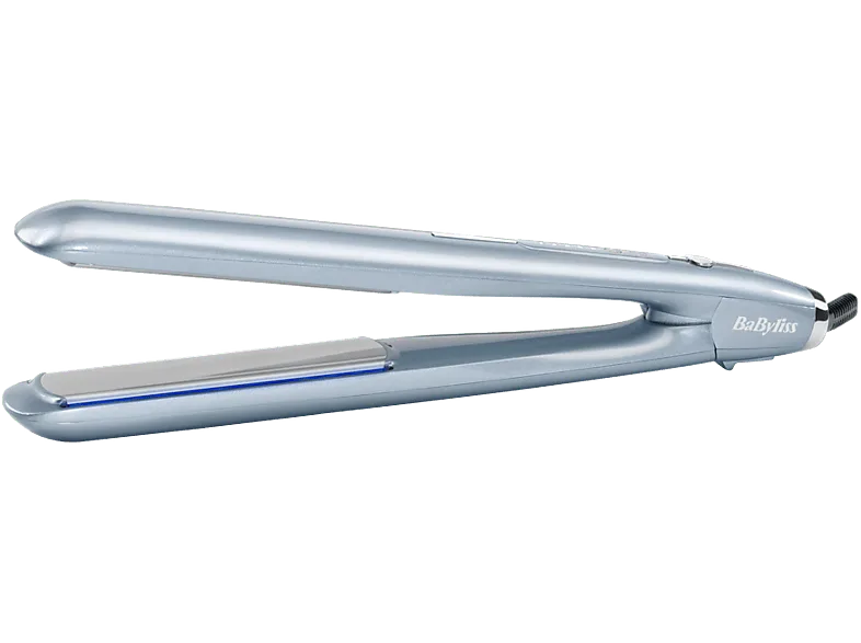 Plancha de pelo - BaByliss Hydro-Fusion, Sistema iónico dual, antiencrespamiento, 5 temperaturas, Placas cerámica 25mm, ST573E, Azul