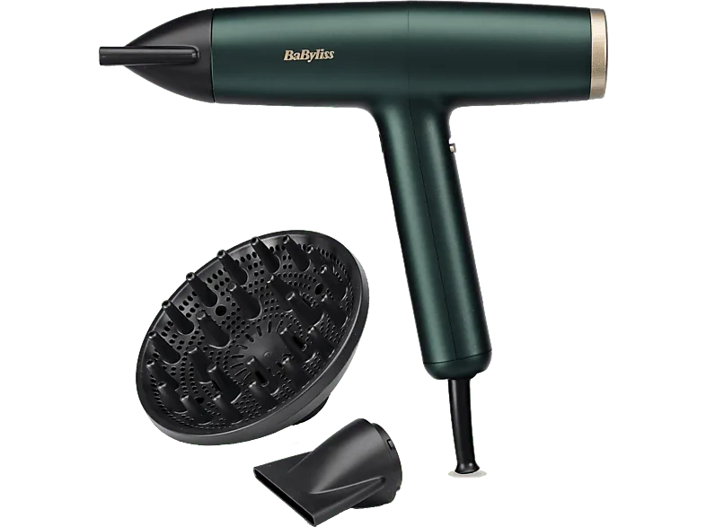 Secador - BaByliss Air Power Pro D6555DE, 1700 W, 4 Temperaturas, 3 Velocidades, Motor Digital, 200 km/h, Ligero y Compacto, Verde (imagen 1 de 3)