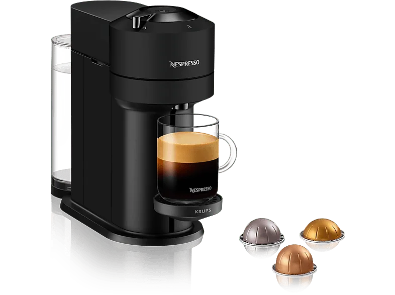 Cafetera de cápsulas - Nespresso® Krups Vertuo Next XN910N, 1500 W, 1.1 L, Calentamiento en 30 s, Tecnología Centrifusión, Wi-Fi, Bluetooth, Negro (imagen 1 de 3)