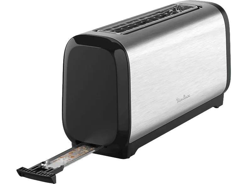 Tostadora - Moulinex Subito 5 LS5S0D, 1560 W, 1 ranura larga, 7 niveles de tostado, Descongela y recalienta, Inox