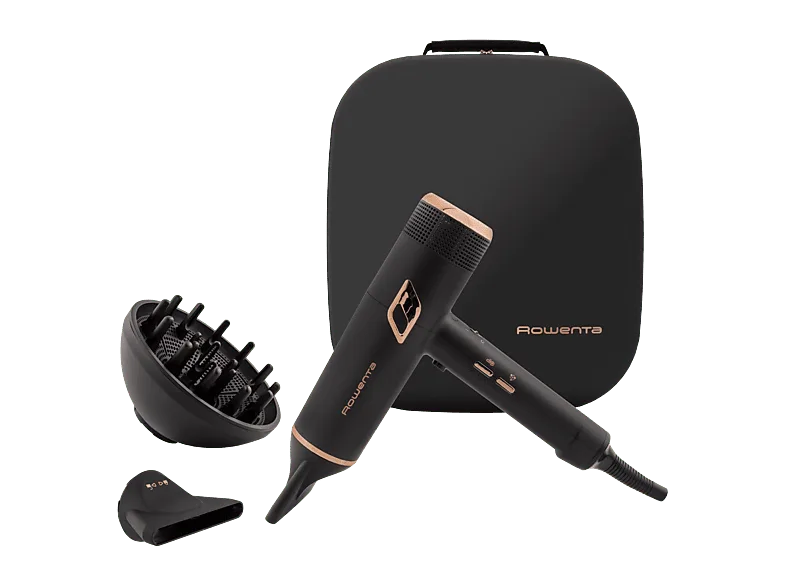 Secador - Rowenta Maestria CV9920, Tecnología Air-to-Care doble iónico, 2000 W, 9 Ajustes, Motor BLDC, 2 Boquillas, Difusor, Neceser, Peso 385g, Negro (imagen 1 de 3)