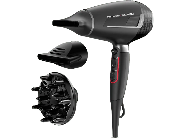 Secador - Rowenta x Karl Lagerfeld CV887LF0 K/Pro Stylist, 2200 W, Motor AC Pro, 2 velocidades, 3 temperaturas, Tecnol. iónica, Keratin & Glow, Negro (imagen 1 de 3)
