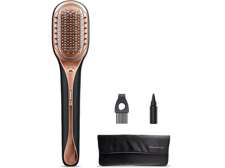 Cepillo reparador de cabello - Rowenta Hair Therapist™ CF9940F0, Repara la fibra capilar, Tecnología Thermal Care, Revestimiento Keratin, Negro
