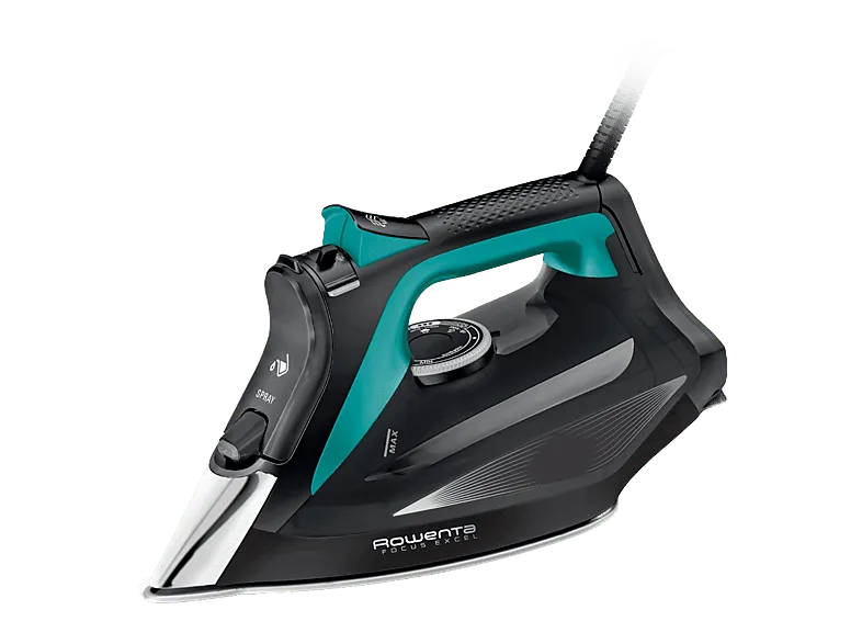 Plancha de vapor - Rowenta Focus Excel DW5326D1, 2700 W, 200 g/min, 0.3 L, Microsteam 400 HD Laser, Antigoteo, Antical, Vapor Vertical, Aguamarina
