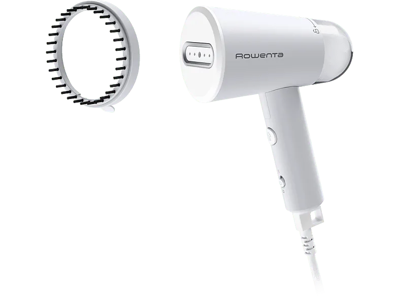 Plancha de vapor vertical - Rowenta Origin Travel DR1021, Salida 20 g/min, 70ml, Calentamiento 25s, Plegable, Compacto, Desinfectante, Blanco