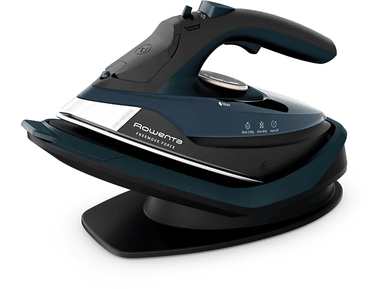 Plancha de vapor - Rowenta Freemove Force DE6725, Sin Cable, 2600W, Calentamiento rápido, Ligera, 40 g/min, Apagado automático, Antigoteo, Azul