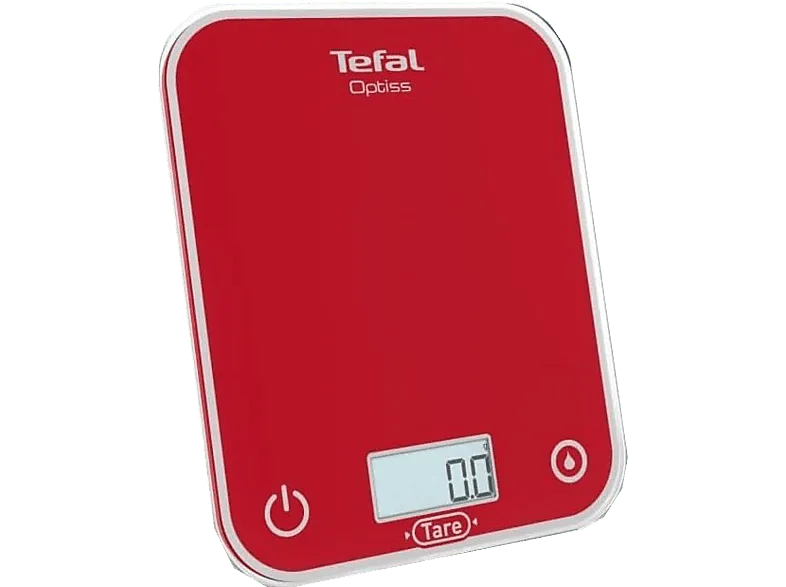Balanza de cocina - Tefal Optiss, 5 kg, Electrónica, Función tara, Apagado Automático, Rojo