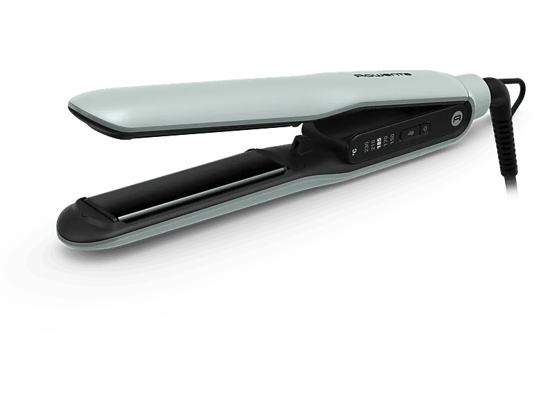 Plancha de pelo - Rowenta Thermoglide SF5120, Titanio, Tecnología iónica 240 v, 5 temperaturas, 170°C a 230°C, Rápido calentamiento, Verde (imagen 1 de 3)