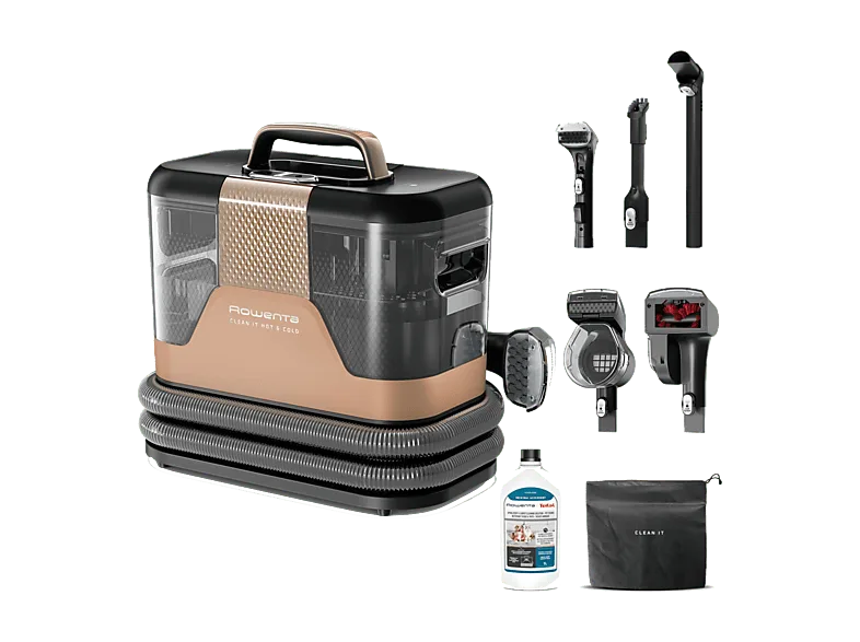 Aspiradora de tapicerías - Rowenta Clean It Hot & Cold IN7021, Limpiatapicerías, 1150 W, Succión hasta 13 kPa, Limpieza en caliente y frío, Bronce